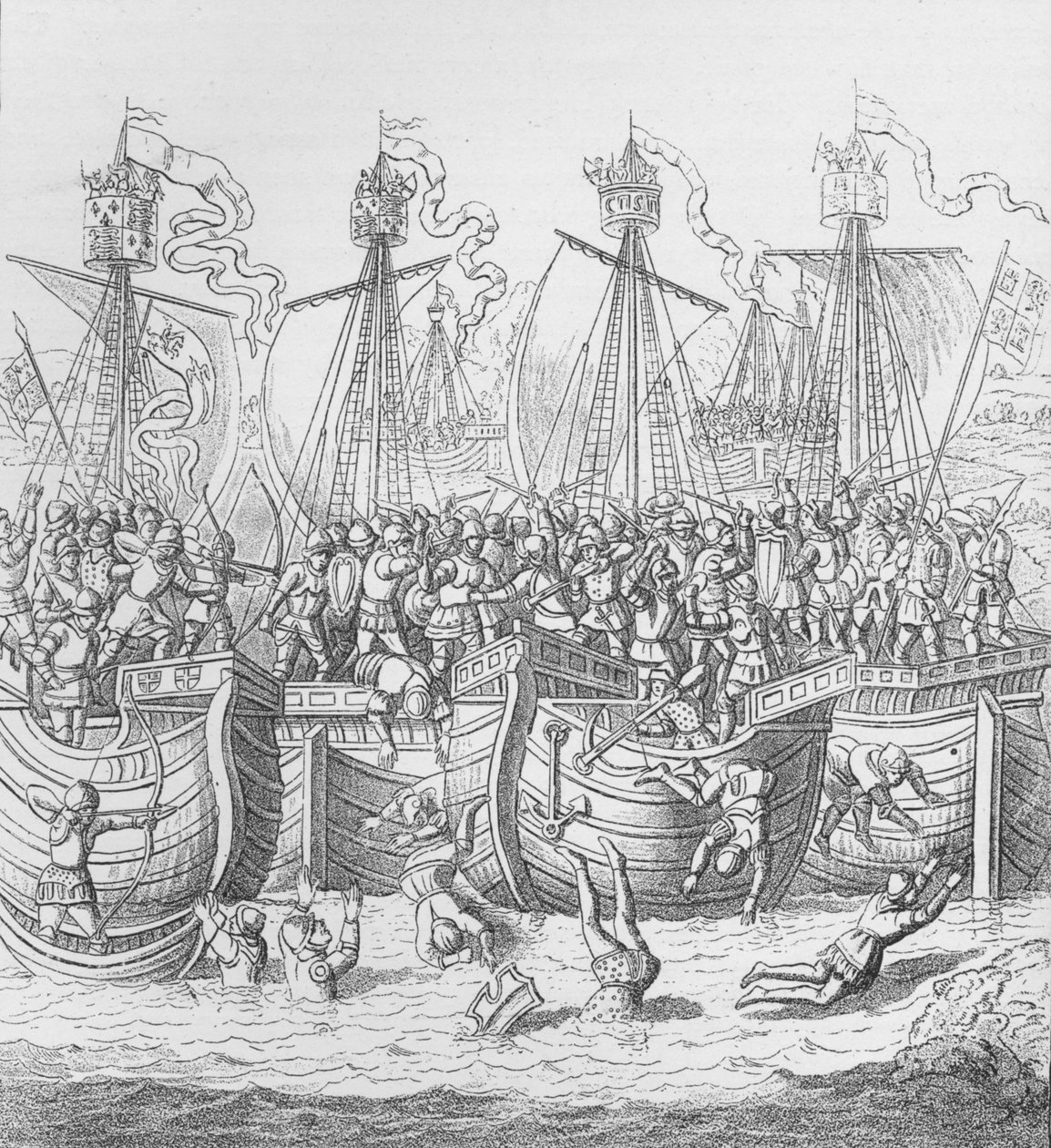 Navios em La Rochelle, França, em 1372, c1804 1906 de Unbekannt