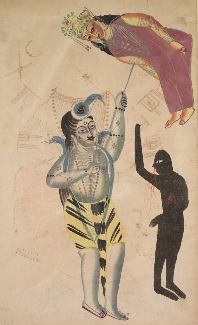 Shiva no alto do corpo de seu Sati, de 1800. de Unbekannt