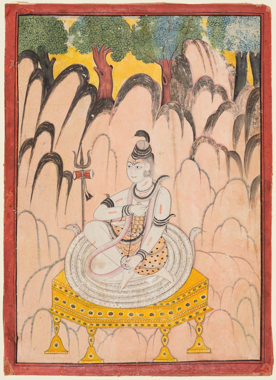 Shiva sentado em um trono em uma paisagem, c. 1760 de Unbekannt