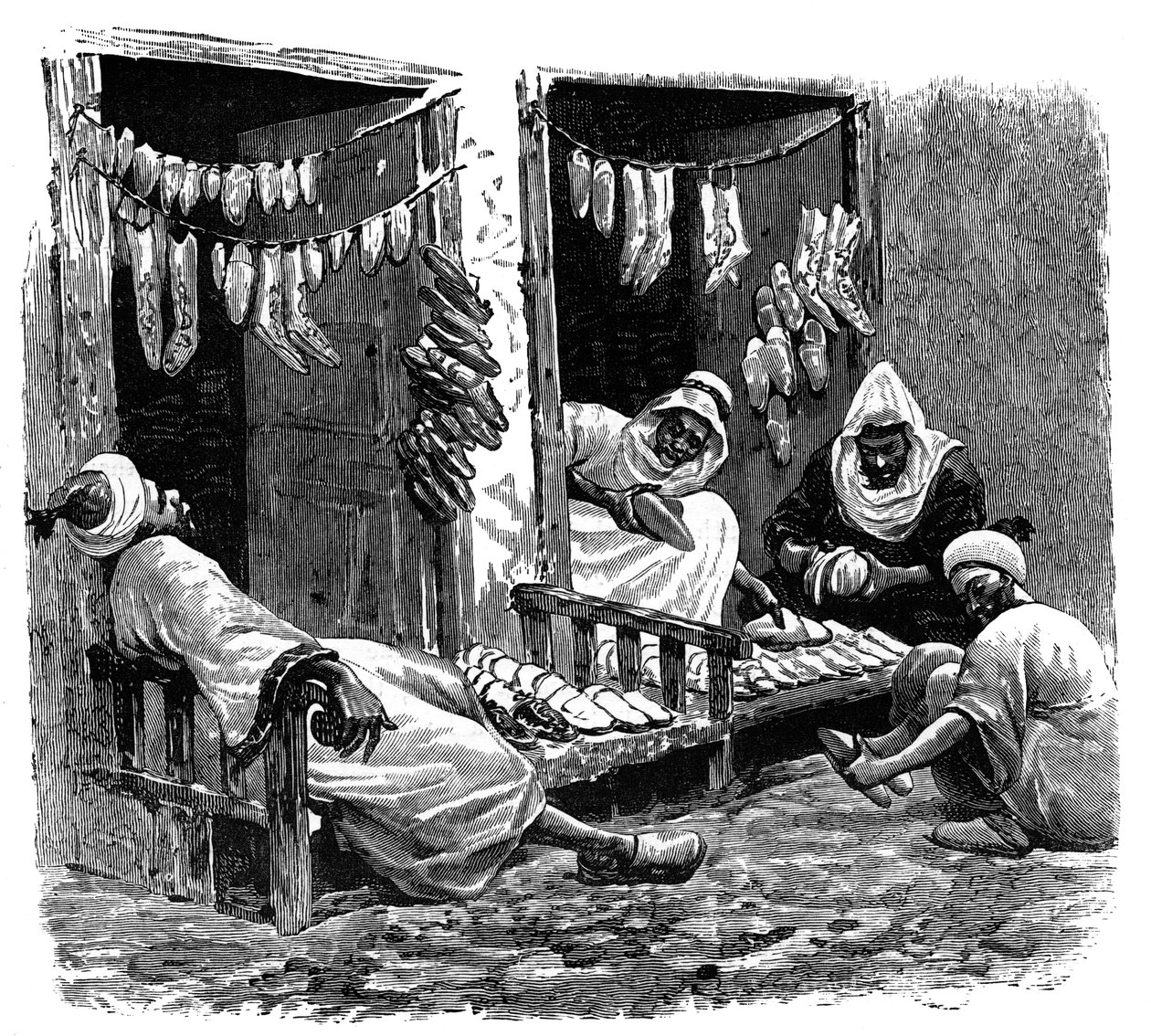 Loja de sapatos em Fez, Marrocos, c1890 de Unbekannt