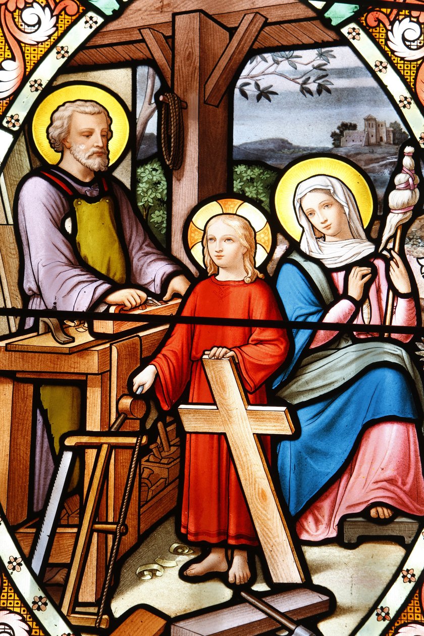 Santuário de Nossa Senhora de la Salette Janela de vidro manchado Jesus na oficina do seu pai, La Salette, França de Unbekannt