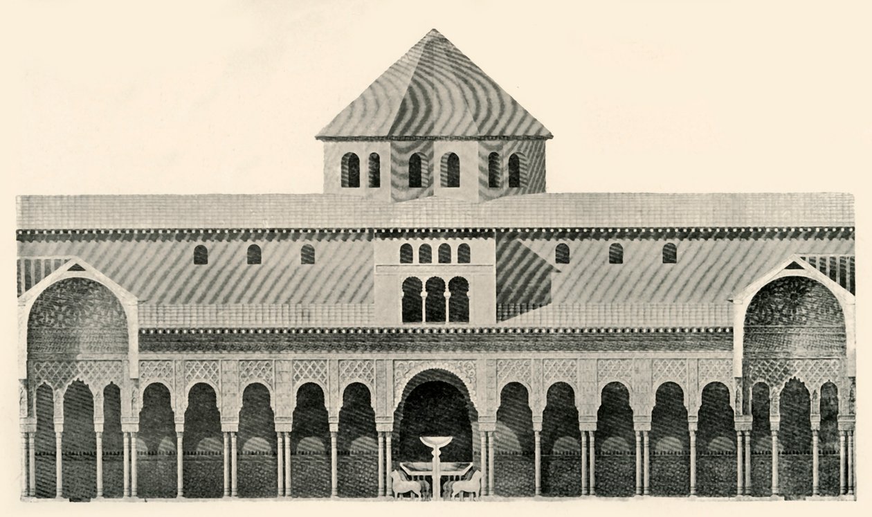 Elevação lateral da corte dos leões e da fonte, século XIX, 1907. de Unbekannt