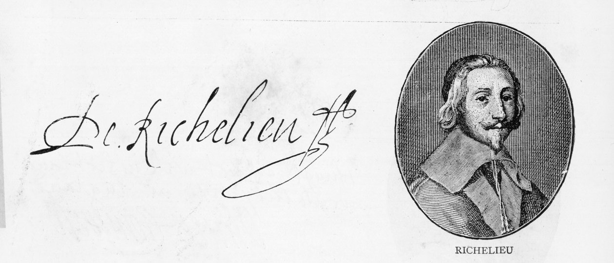 Assinatura do Cardeal Richelieu (caneta e tinta sobre papel) de Unbekannt
