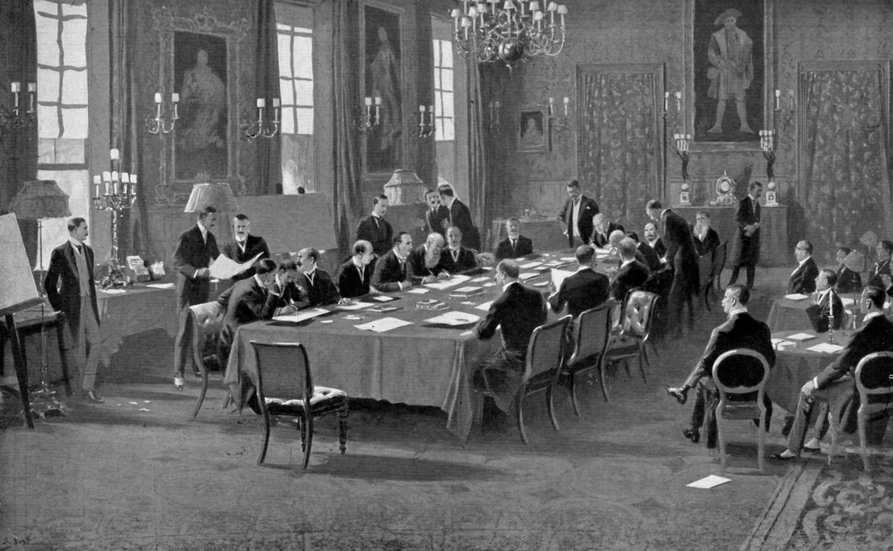 Assinatura do tratado de Londres, maio de 1913, c1920 de Unbekannt