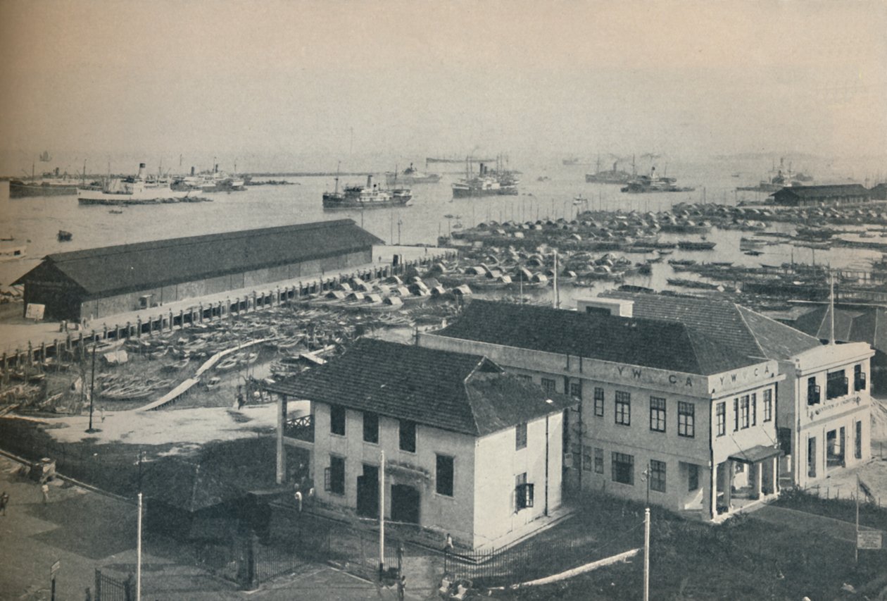 O porto de Cingapura está sempre lotado de remessas de vários tipos e nacionalidades, 1937 de Unbekannt