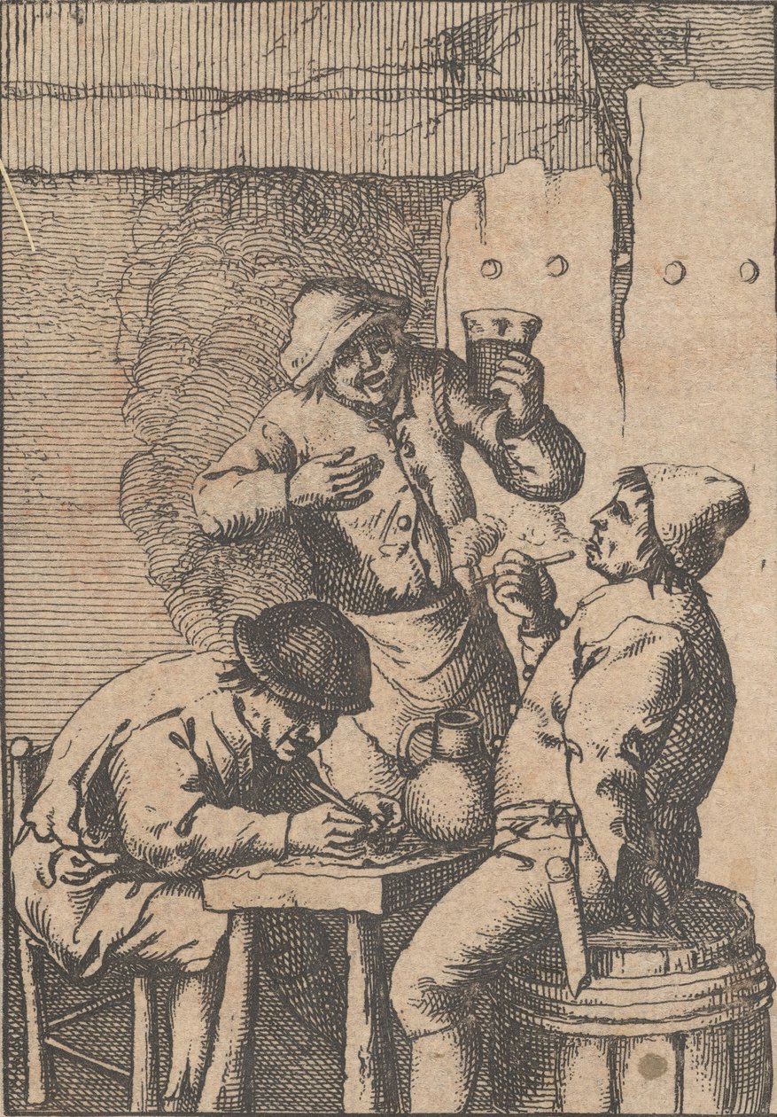 Cantor Standing Between Two Smokers, 1610-85. de Unbekannt