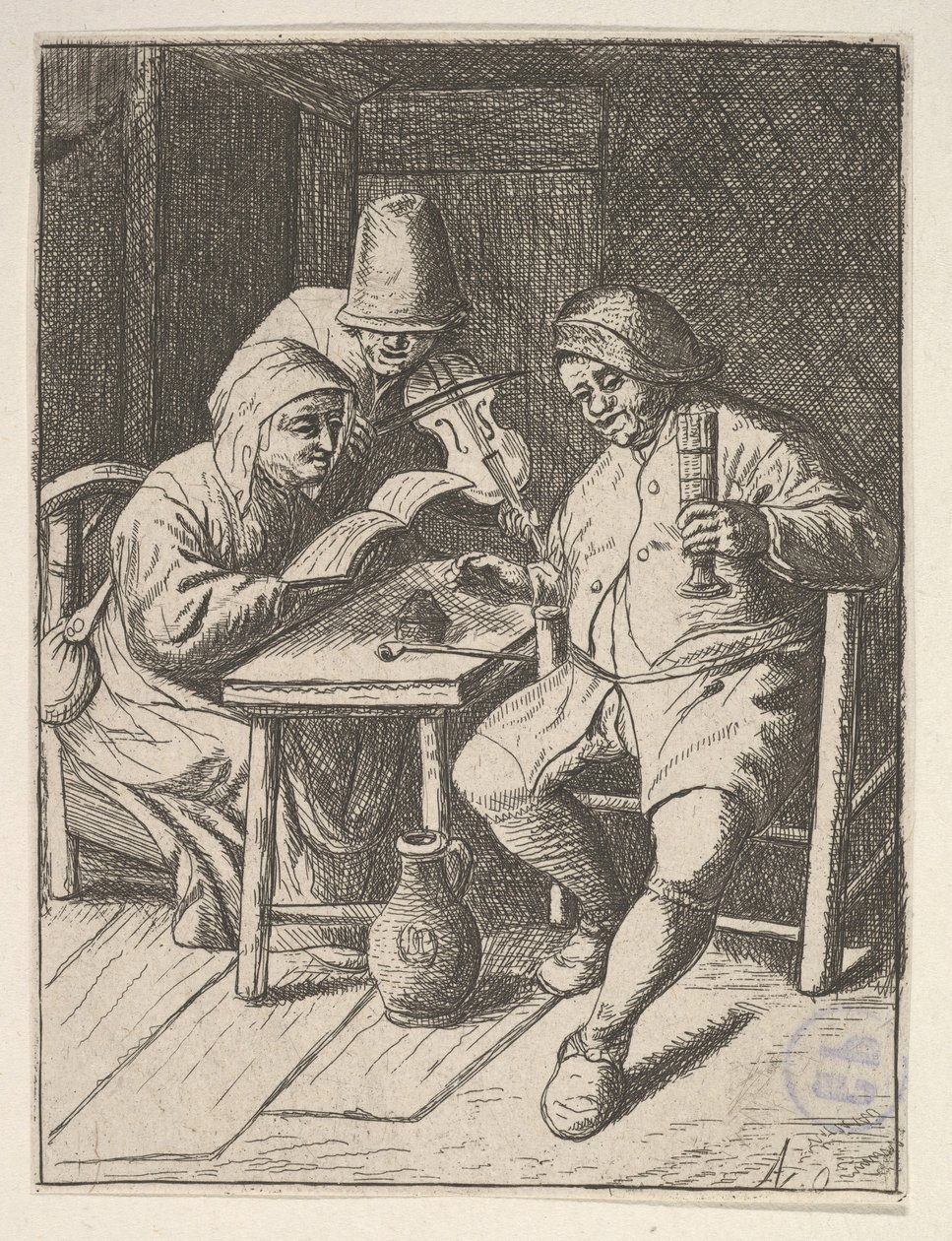 Casais cantando e violino, 1610-85. de Unbekannt