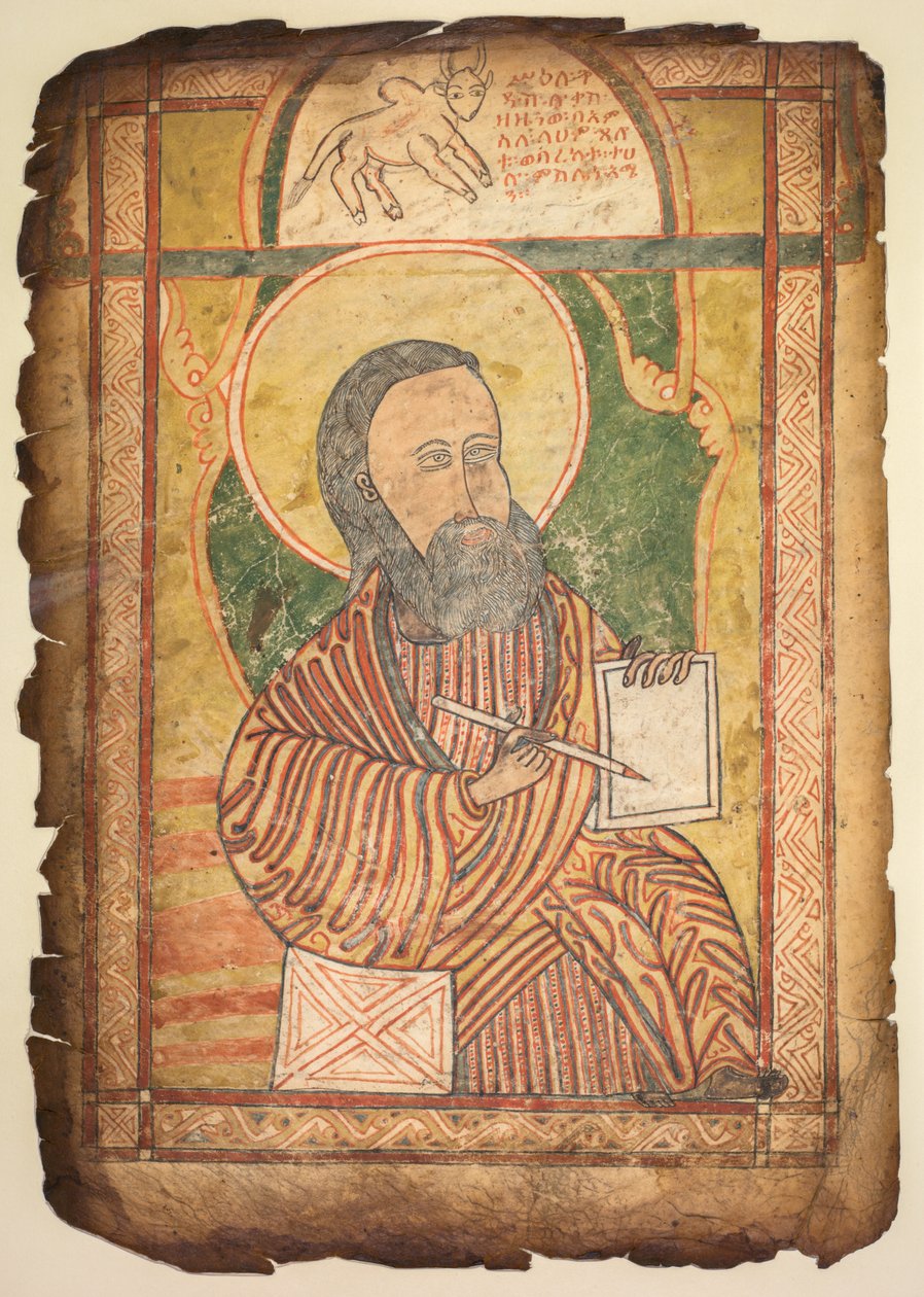 Folha Única de um Livro do Evangelho com um Retrato de São Lucas, c. 1440-1480. de Unbekannt