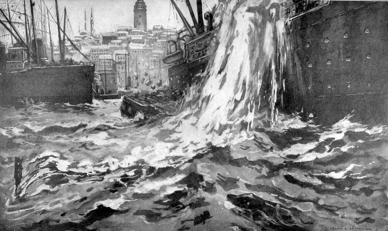 Naufrágio do navio mercante Stamboul, porto de Istambul. 25 de maio de 1915 de Unbekannt