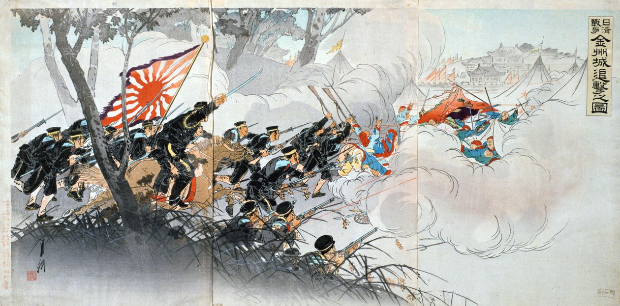 Guerra sino-japonesa, século XIX. Impressão japonesa. Coleção privada de Unbekannt