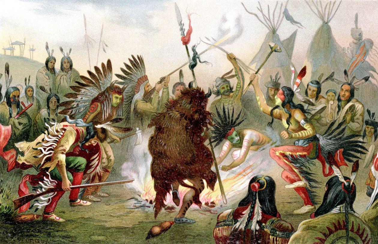 Dança de guerra Sioux, 1888 de Unbekannt
