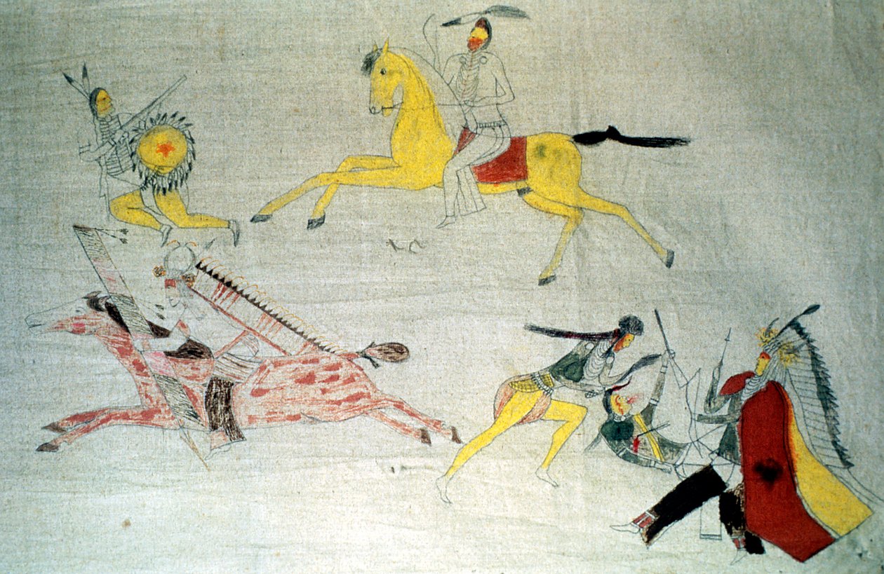 Guerreiros sioux em batalha, c1890 de Unbekannt