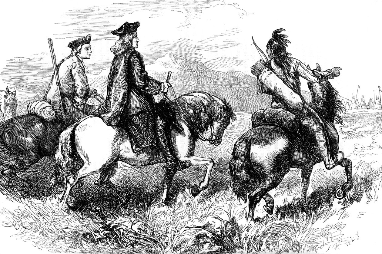 Sir Alexander Cuming, a caminho de visitar Cherokees, Carolina do Sul, c1730 c1880 de Unbekannt