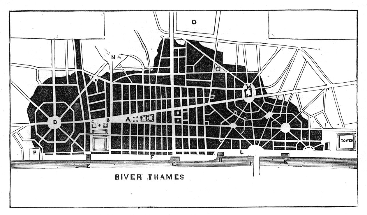 Sir Christopher Wrens planeja reconstruir Londres após o Grande Incêndio 1666 c1902 de Unbekannt