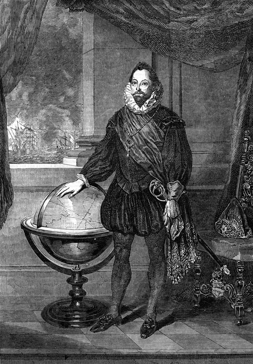 Sir Francis Drake, navegador do século XVI, marinheiro e pirata, 1851 de Unbekannt
