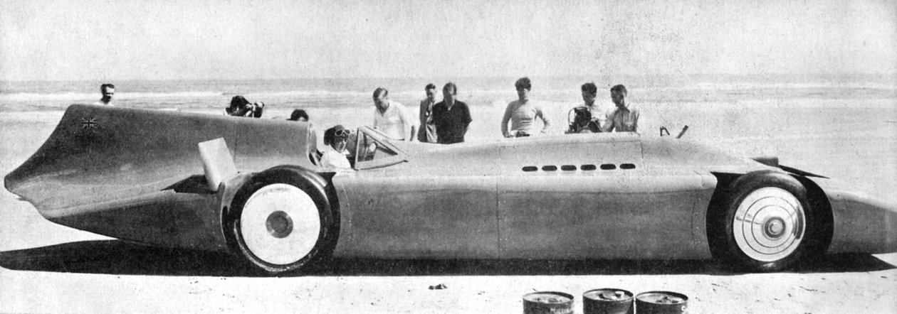 Sir Malcolm Campbell 1885-1948 em Bluebird, Daytona Beach, Flórida, 7 de março de 1935 1936. de Unbekannt