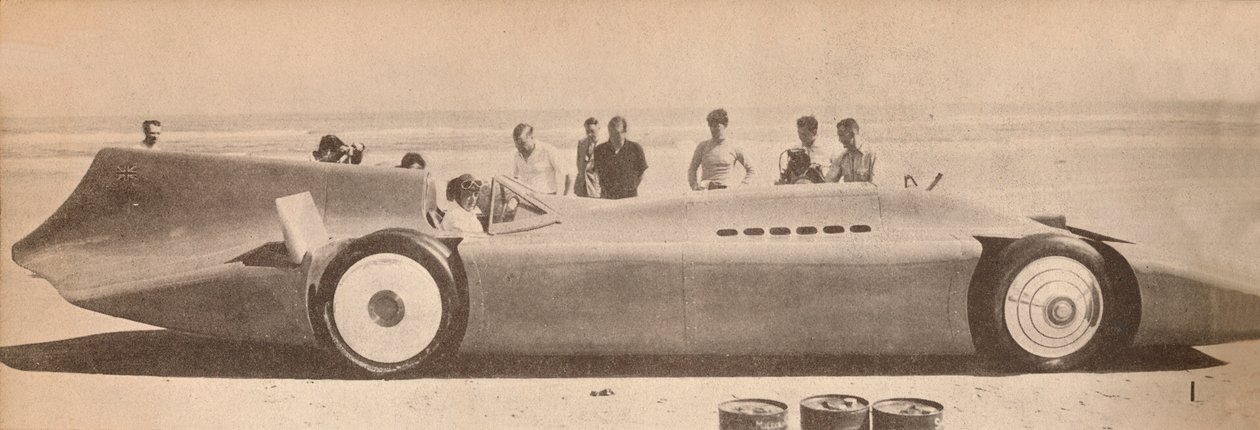 Sir Malcolm Campbell em seu novo pássaro azul em Dayton Beach, Flórida, 1935, 1935 de Unbekannt