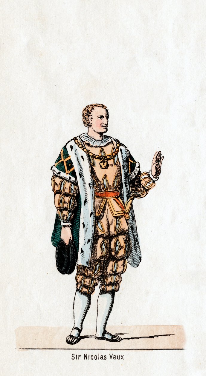 Sir Nicholas Vaux, figurino para a peça de Shakespeares, Henrique VIII, século XIX de Unbekannt