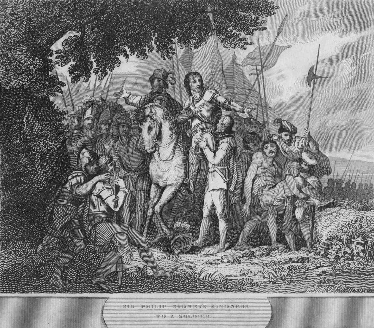 Sir Philip Sidneys Bondade com um soldado, 1815 de Unbekannt