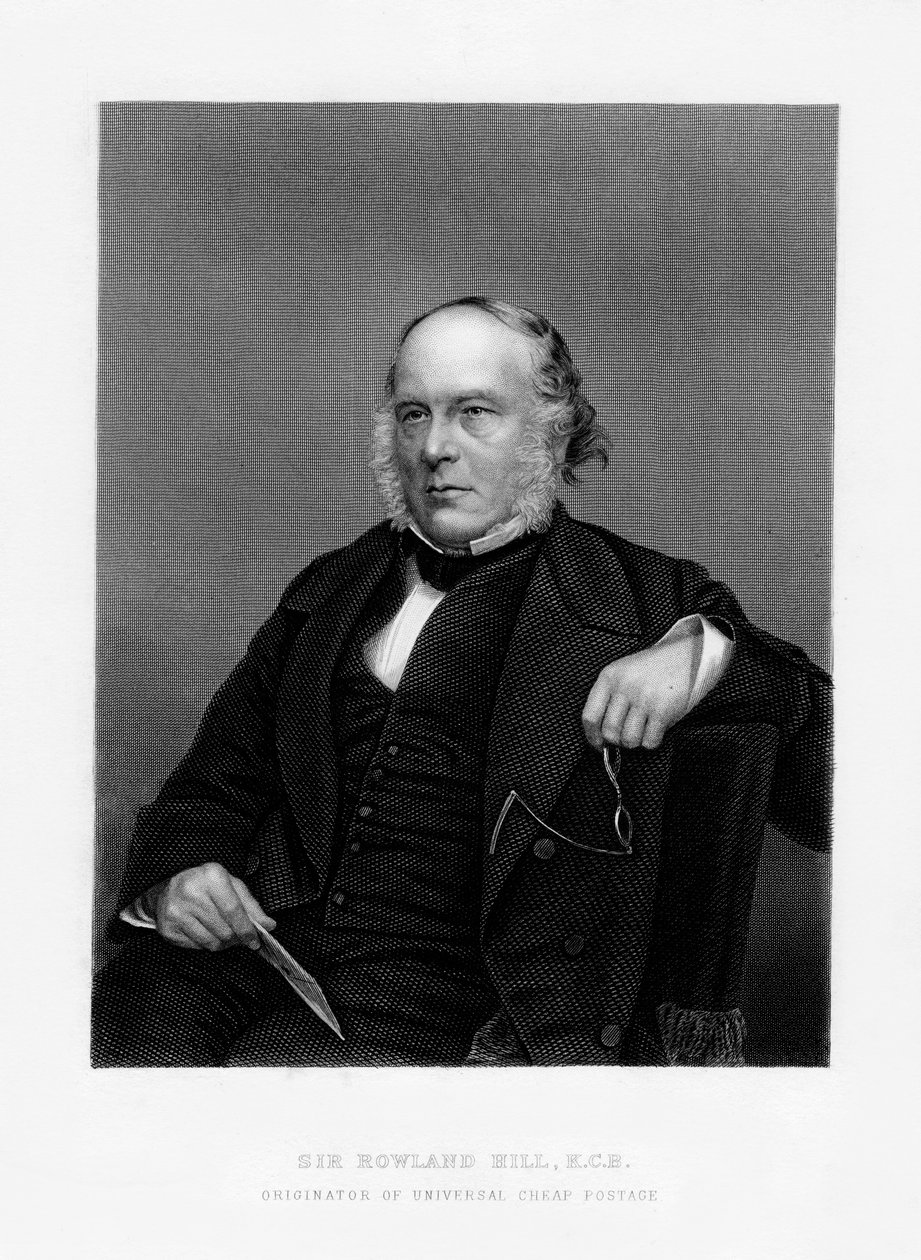 Sir Rowland Hill, professor britânico, panfletário e criador de selos de moeda de um centavo, século XIX de Unbekannt