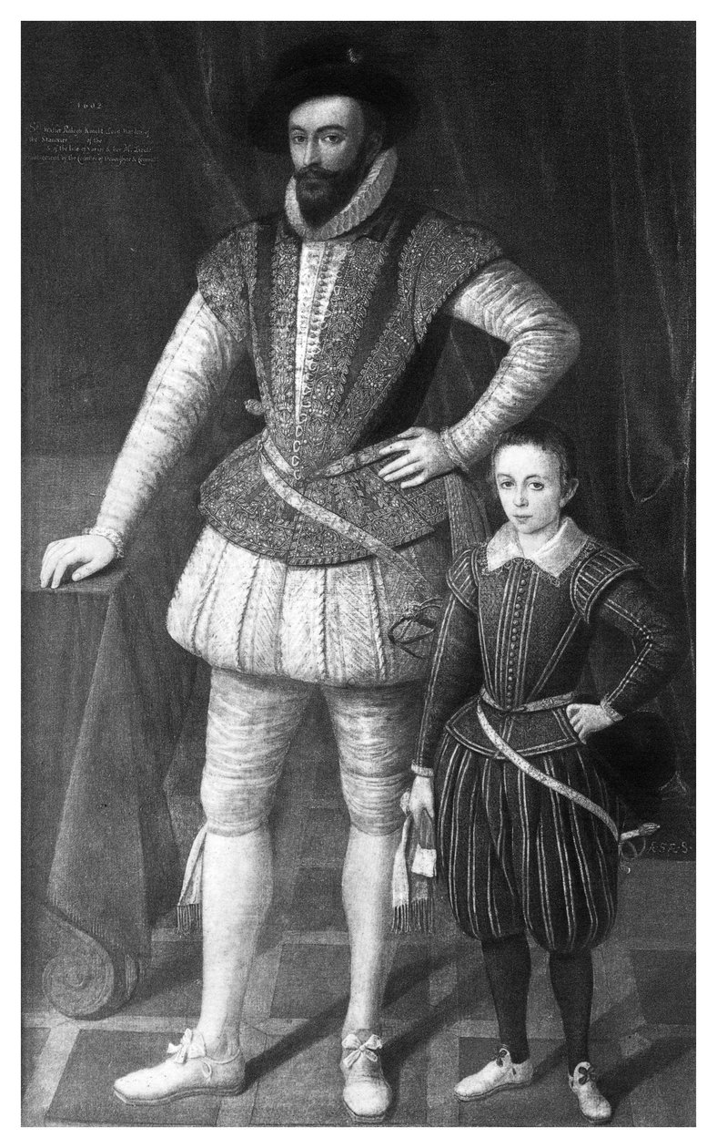 Sir Walter Raleigh e seu filho, 1602, 1896 de Unbekannt