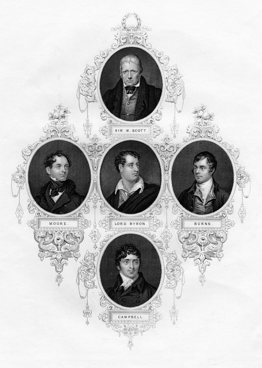Sir Walter Scott, Thomas Moore, Lord Byron, Robert Burns, Thomas Campbell, 1877 de Unbekannt