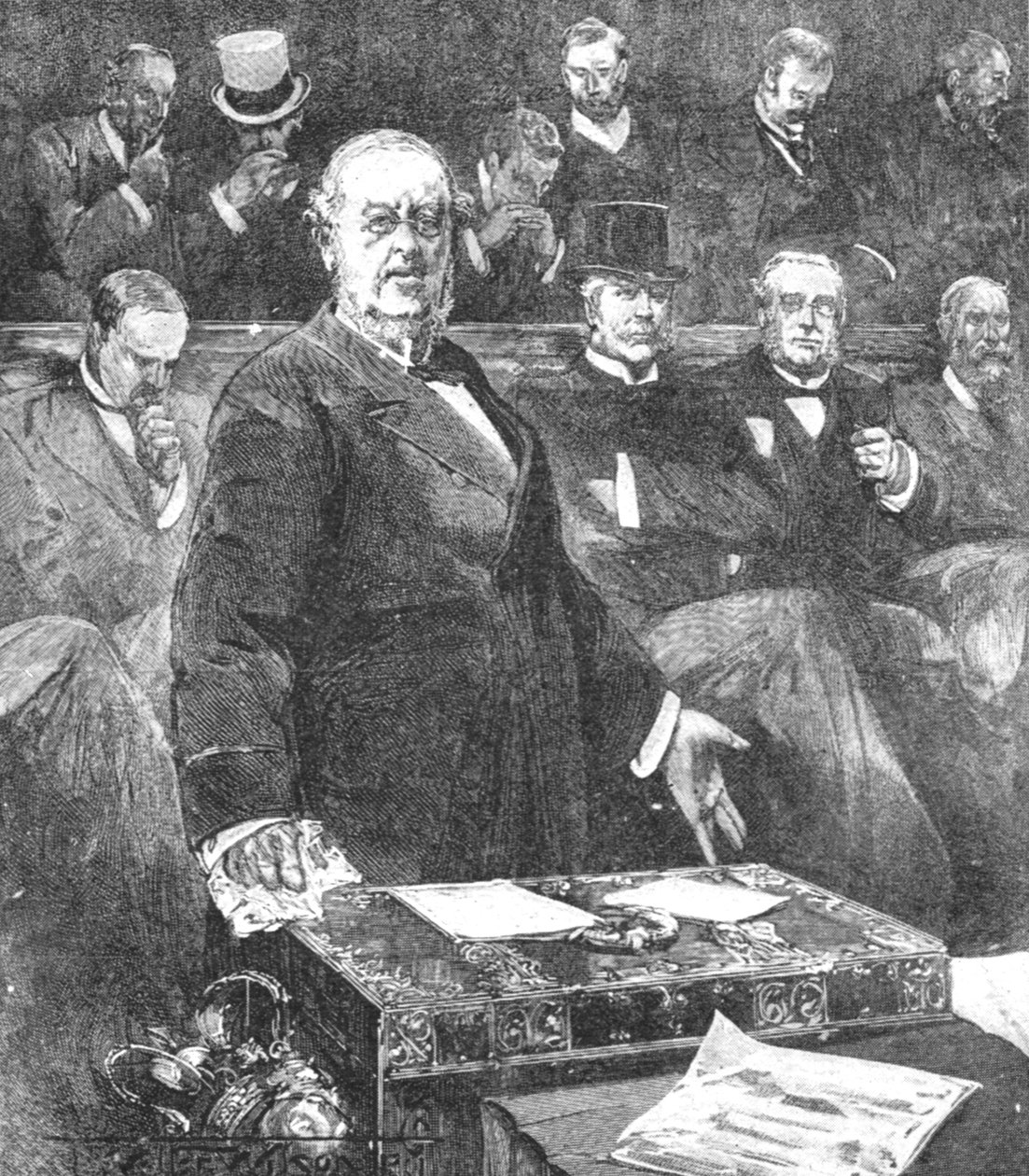 Sir William Harcourt anunciando a renúncia do governo de Lord Roseberys, 1895, 1901. de Unbekannt