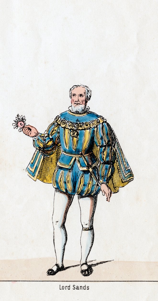 Sir William Sands, figurino para a peça de Shakespeares, Henrique VIII, século XIX de Unbekannt
