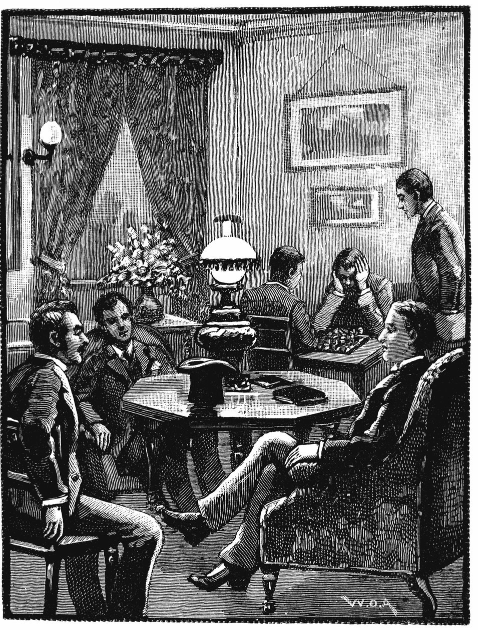 Sala de estar na YMCA, Exeter Hall, Londres, 1887 de Unbekannt