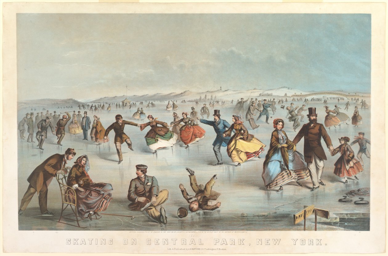 Patinando no Central Park, Nova York, 1861. de Unbekannt