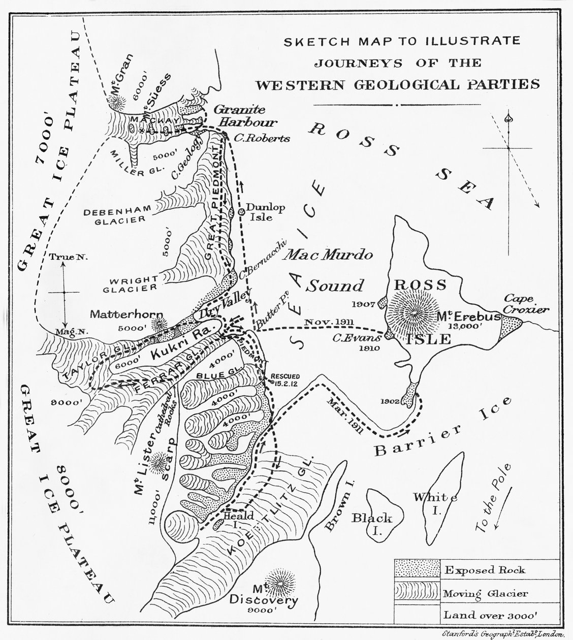 Mapa de esboço para ilustrar as jornadas dos partidos geológicos ocidentais, 1913 de Unbekannt