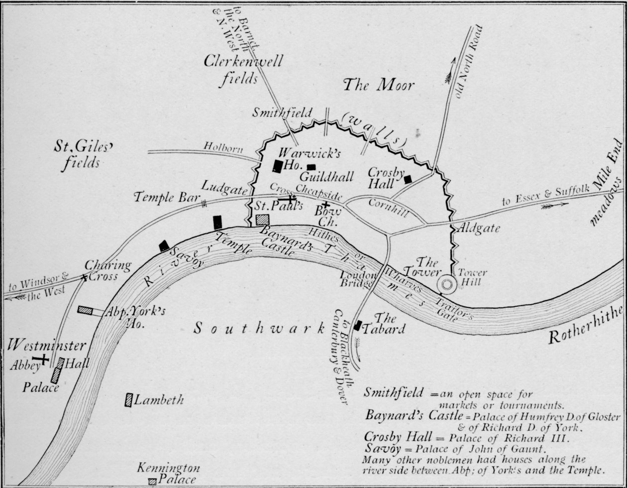 Esboço de mapa de Londres no século XV, 1906 de Unbekannt