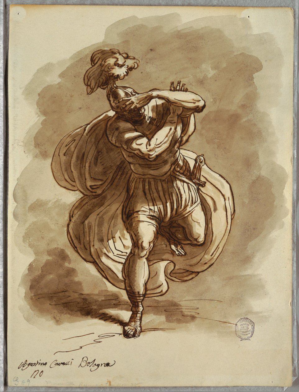 Sketchbook Folio, Blinded Soldier, Detail from the Conversion of St. Paul, Study after Agostino Carracci de Unbekannt