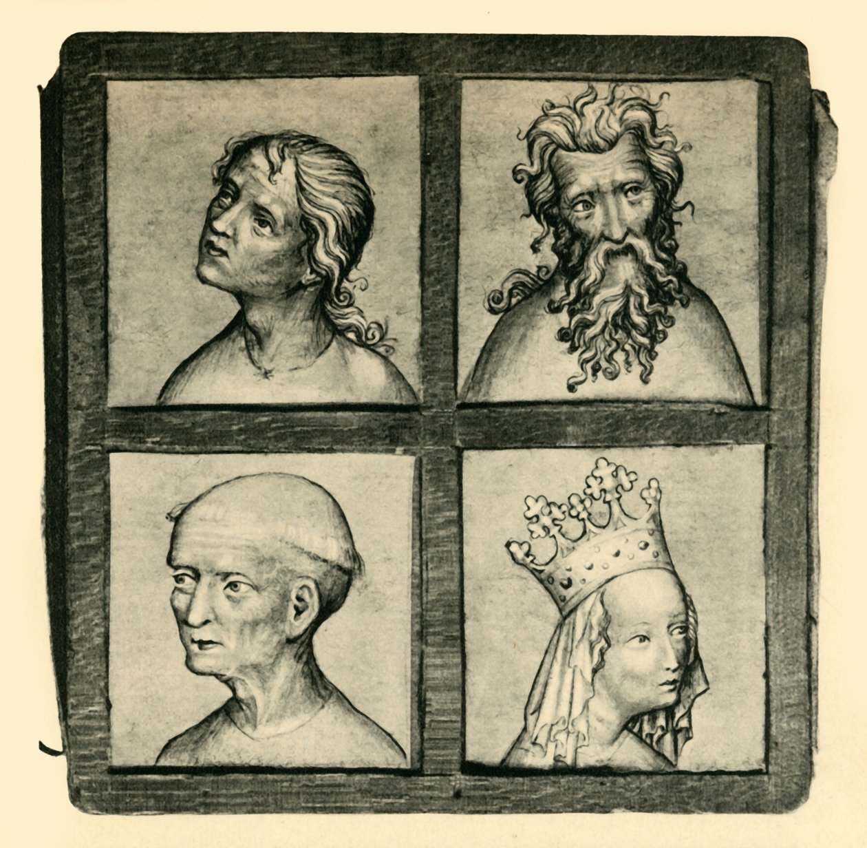 Esboços de cabeças, início do século XV, 1943. de Unbekannt