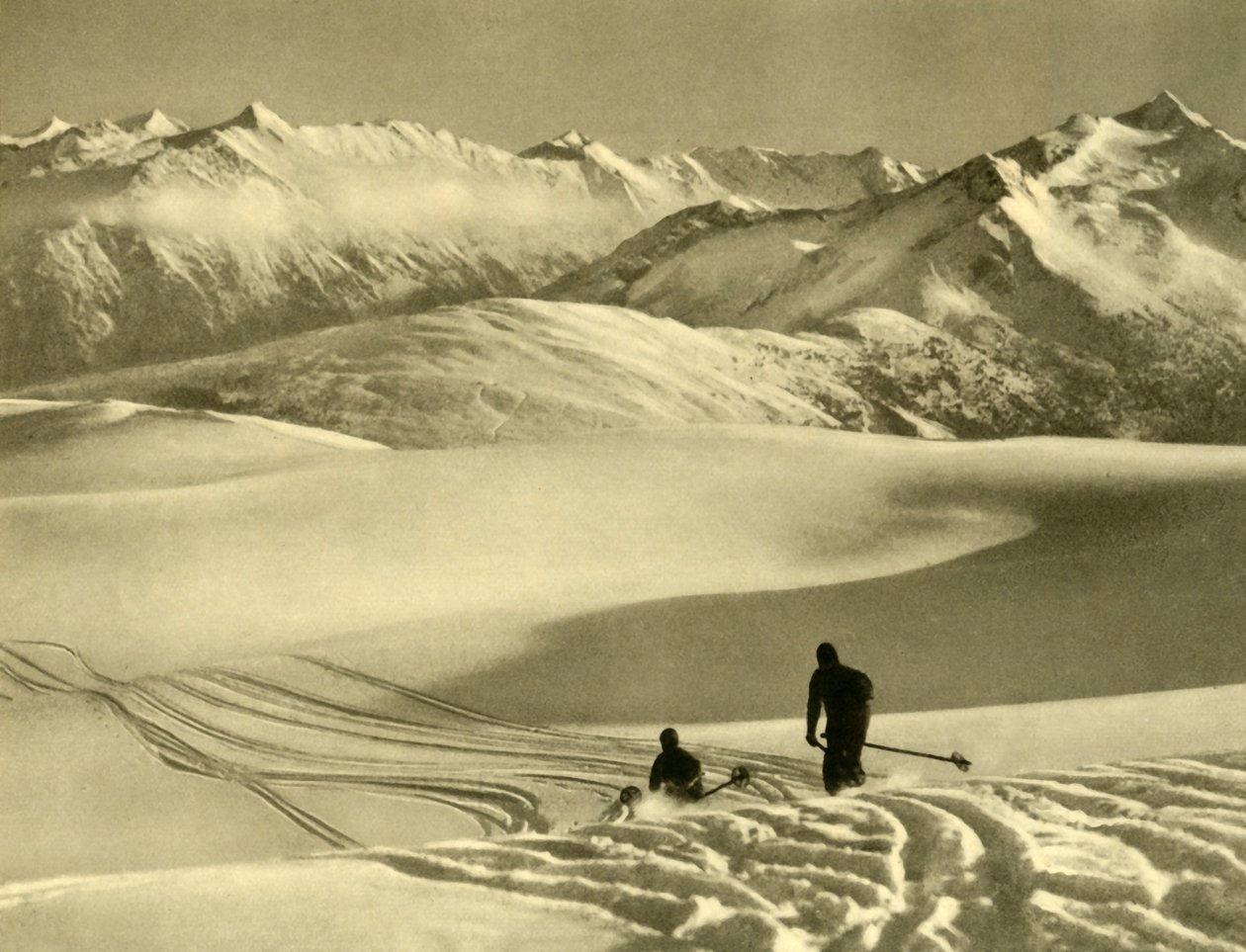 Esqui no planalto de Gerlos, Áustria, c1935. de Unbekannt