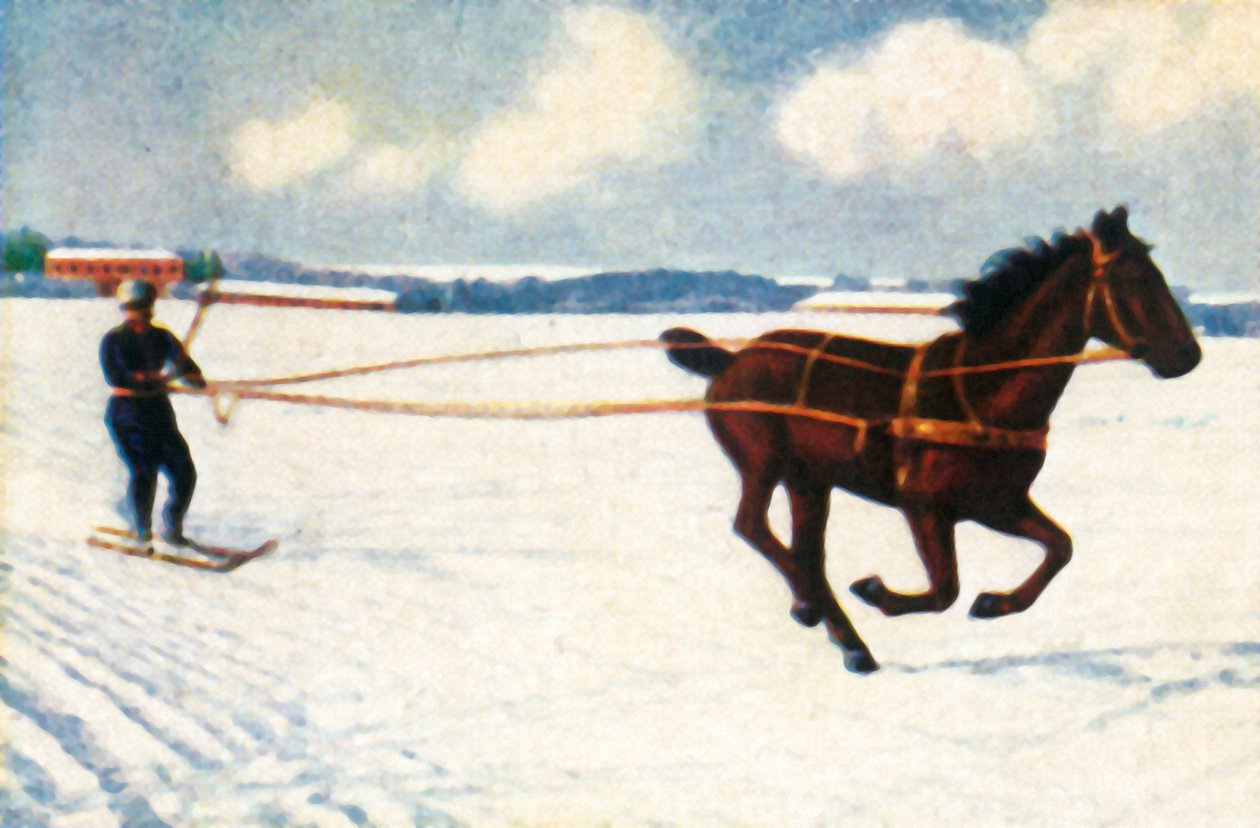 Skijöring na Suécia, c1928. de Unbekannt