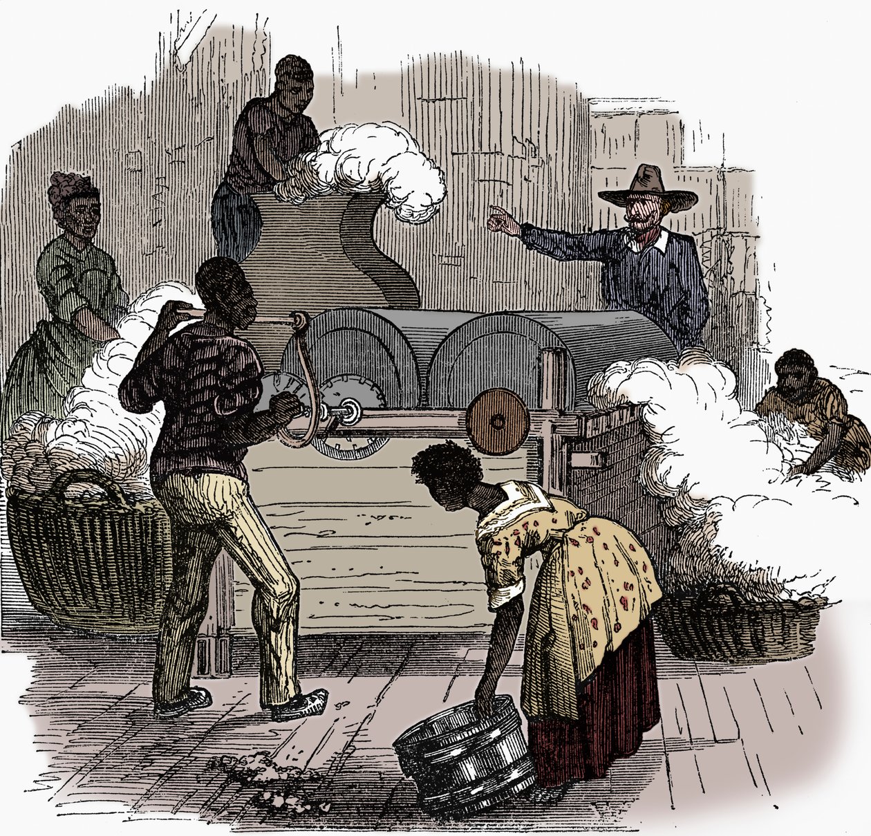 Trabalho escravo em uma plantação de algodão nos estados do sul da América, 1860 de Unbekannt