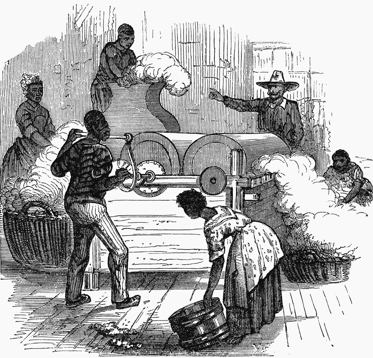 Trabalho escravo em uma plantação de algodão nos estados do sul da América, 1860 de Unbekannt