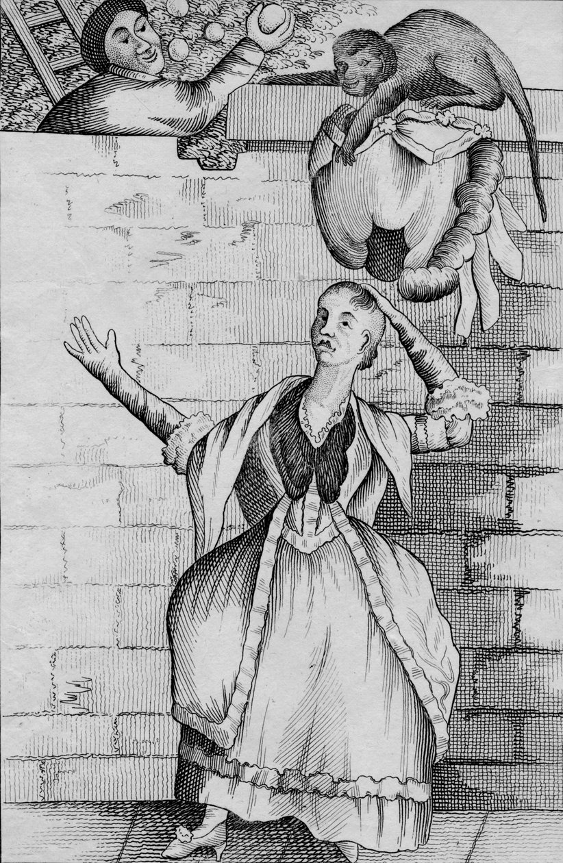 Ligeira mão por um macaco - ou a cabeça de Ladys descarregada, c1812 de Unbekannt