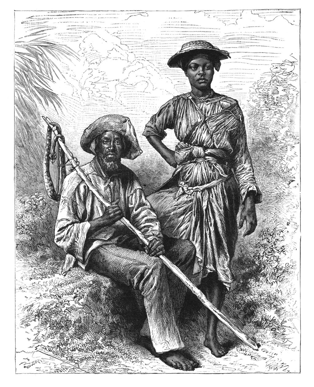 Apanhador de cobras e menina de carvão, Martinica, c1890 de Unbekannt