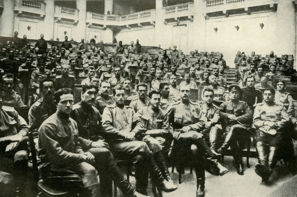 Delegados soldados dos exércitos russos em Douma, 1919. de Unbekannt