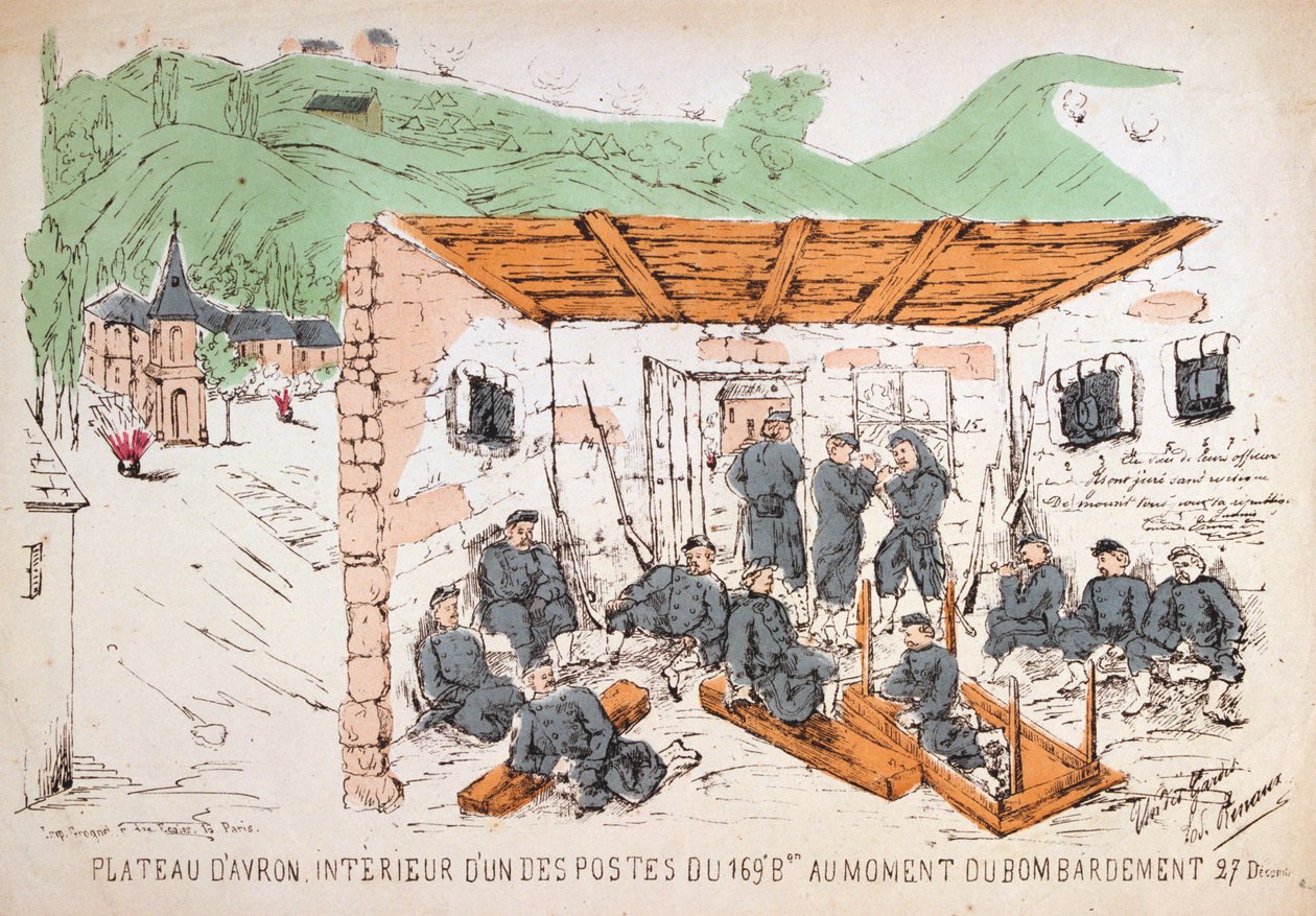 Soldados dentro de um prédio durante um bombardeio, Guerra Franco-Prussiana, dezembro de 1870 de Unbekannt