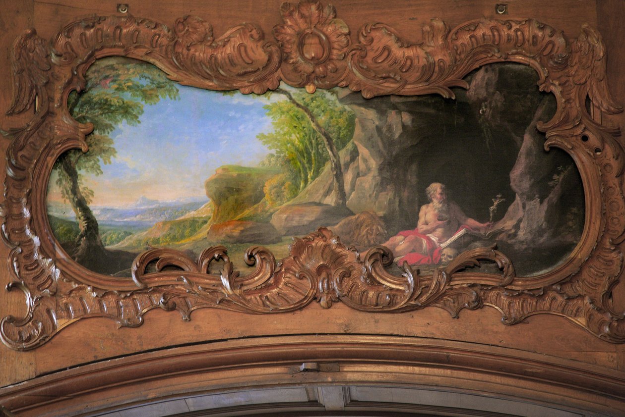 Somme, Abadia Ciesterciana de Valloires do século XII, reconstruída no século XVII, pintura atribuída a François Boucher na sacristia de L