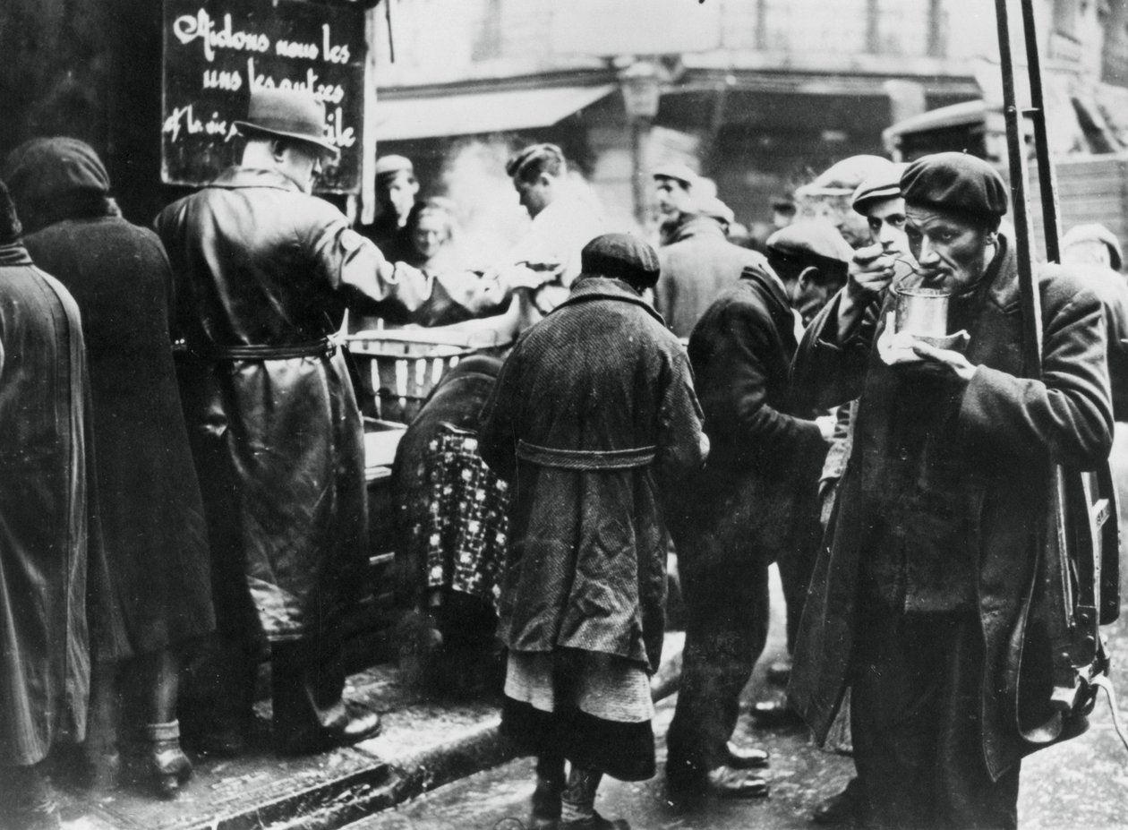 Cozinha de sopa para os necessitados, Les Halles, Paris ocupada pela Alemanha, fevereiro de 1941 de Unbekannt