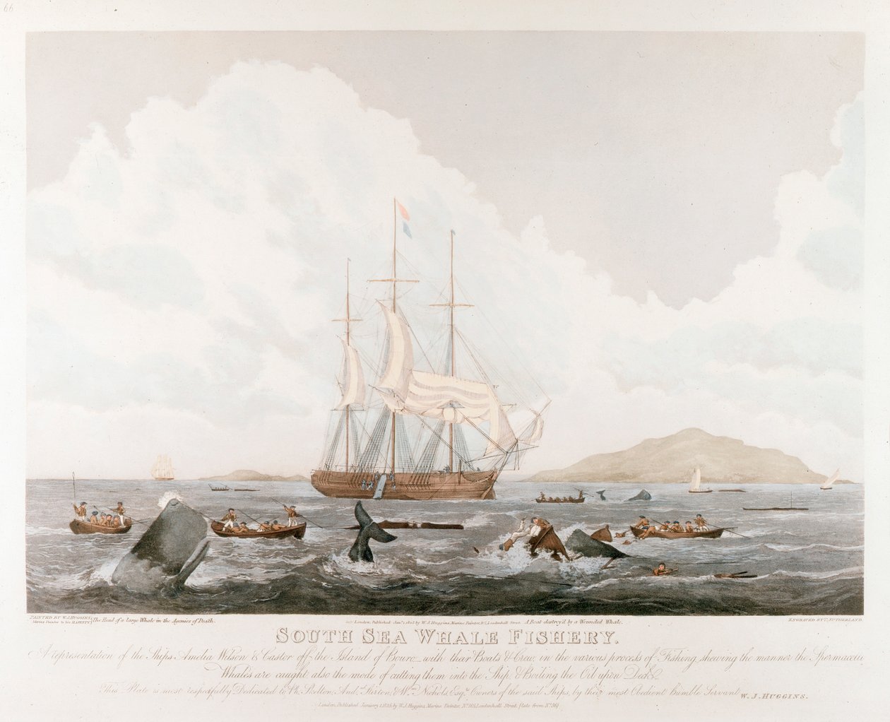 Pesca da baleia do mar sul, 1825 de Unbekannt