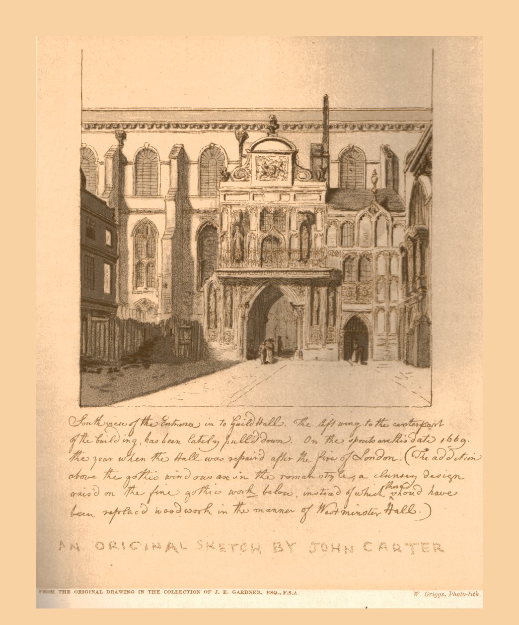 Vista sul da entrada do Guildhall, c1669, 1886. de Unbekannt