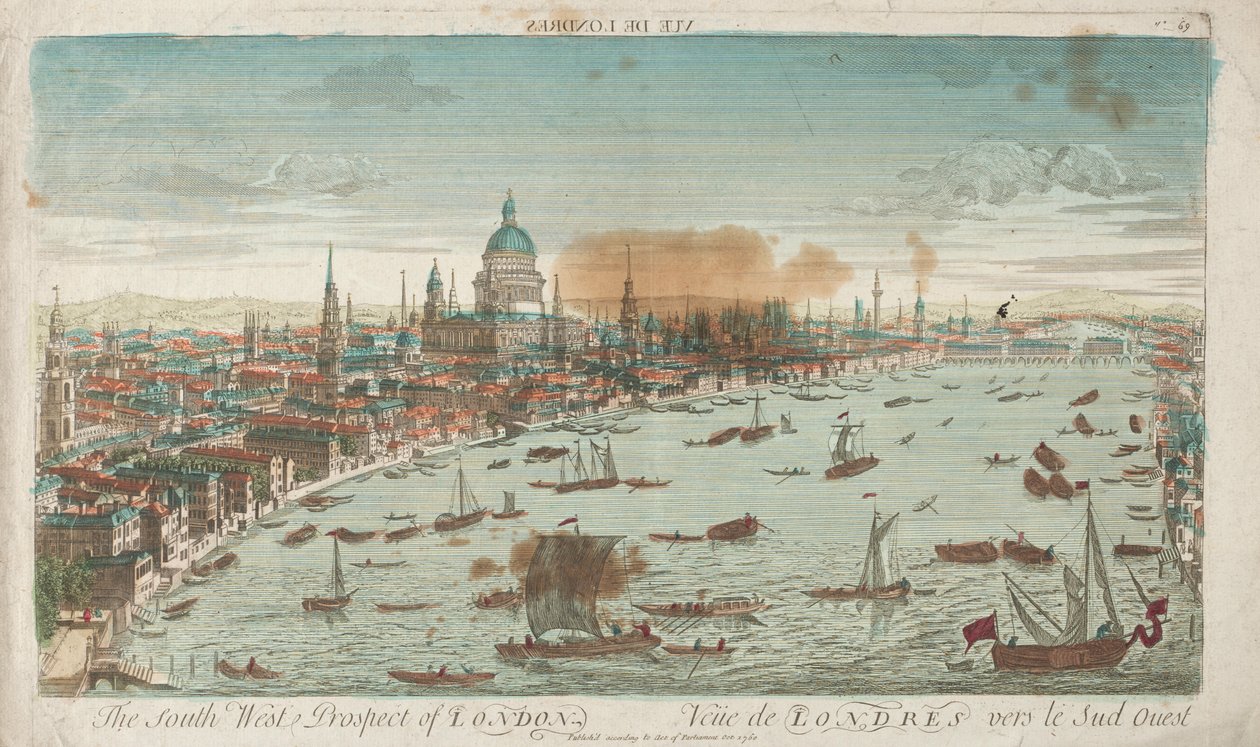 Southwest Prospect de Londres, 1760. de Unbekannt