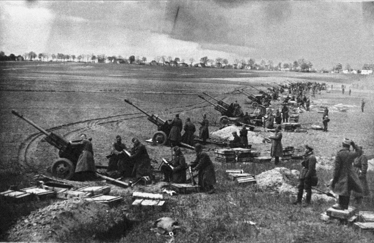 Artilharia soviética em Seelow Heights, abril de 1945 de Unbekannt
