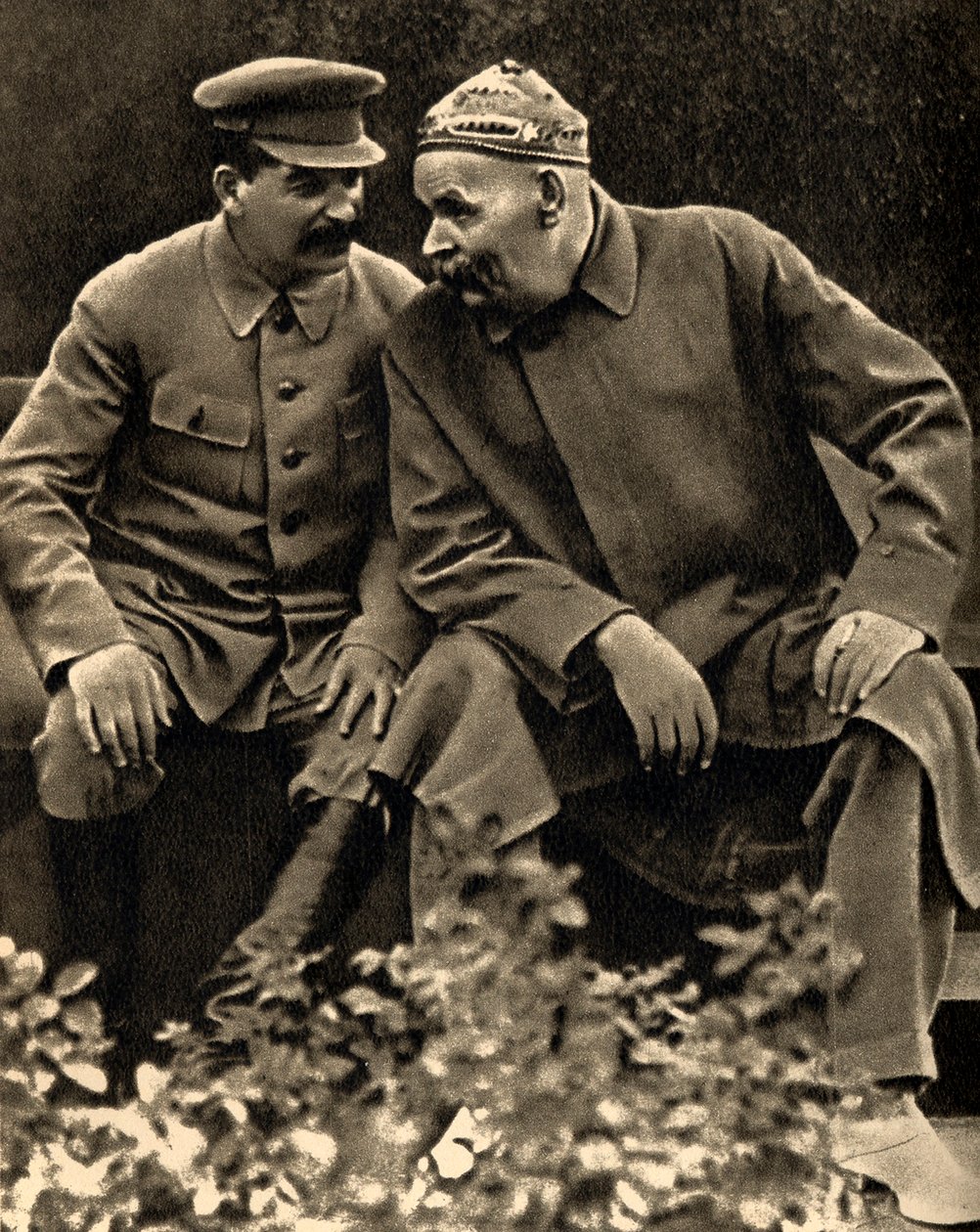 Líder soviético Joseph Stalin e autor Maxim Gorky, Moscou, URSS, 1931. de Unbekannt