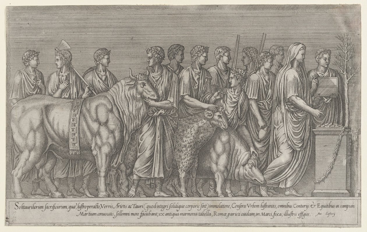 Espelho da magnificência romana: Sacrifício no Campo de Marte, século XVI., século XVI. de Unbekannt